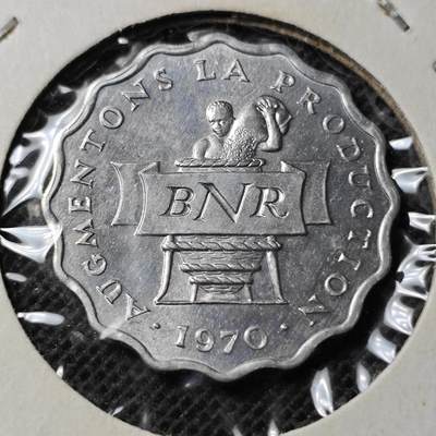 KK钱币收藏小铺  第368场  2月预留时间 周末发货 -  1970卢旺达2法郎 好品