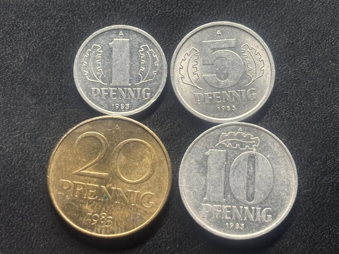 邮泉阁限时拍卖第三十五场 德国硬币专场（硬币在国外。请付邮费6元。） 东德（德意志民主共和国）1983年4枚