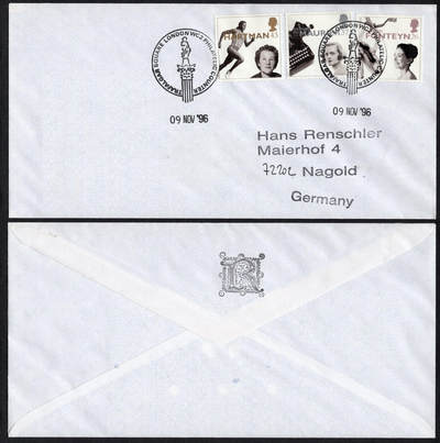 洪涛臻品批发群 精选邮票限时拍卖第1162期  - 英国1996年寄德国实寄封 20世纪妇女的成就 带原始内件