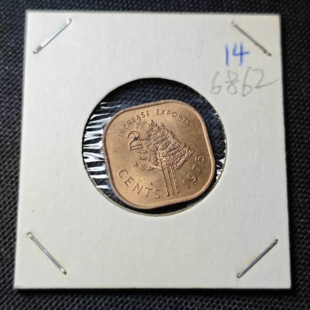 KK钱币收藏小铺  第368场  2月预留时间 周末发货  1975斯威士兰2分 铜币 好品