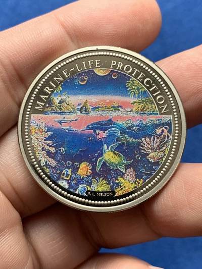 《竞宝斋》第437场 周日，周一2场连拍 （全场包邮） 帕劳1993年彩色纪念币，37mm