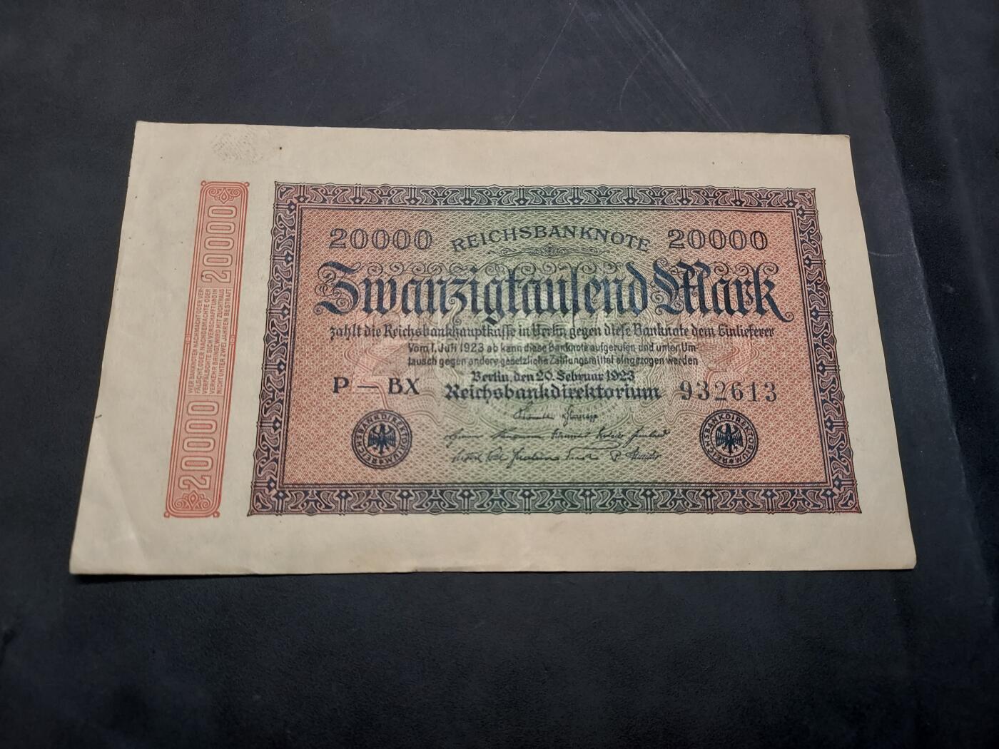 博彦收藏  11月15日 8点 钱币专场 1923 德国20000马克 8品