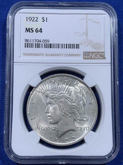 《竞宝斋》第437场 周日，周一2场连拍 （全场包邮） - NGC MS64 美国1922年和平银币
