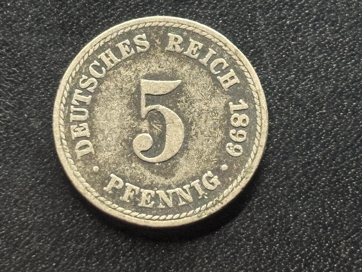 邮泉阁限时拍卖第三十五场 德国硬币专场（硬币在国外。请付邮费6元。） 德意志帝国1899年5芬尼A版