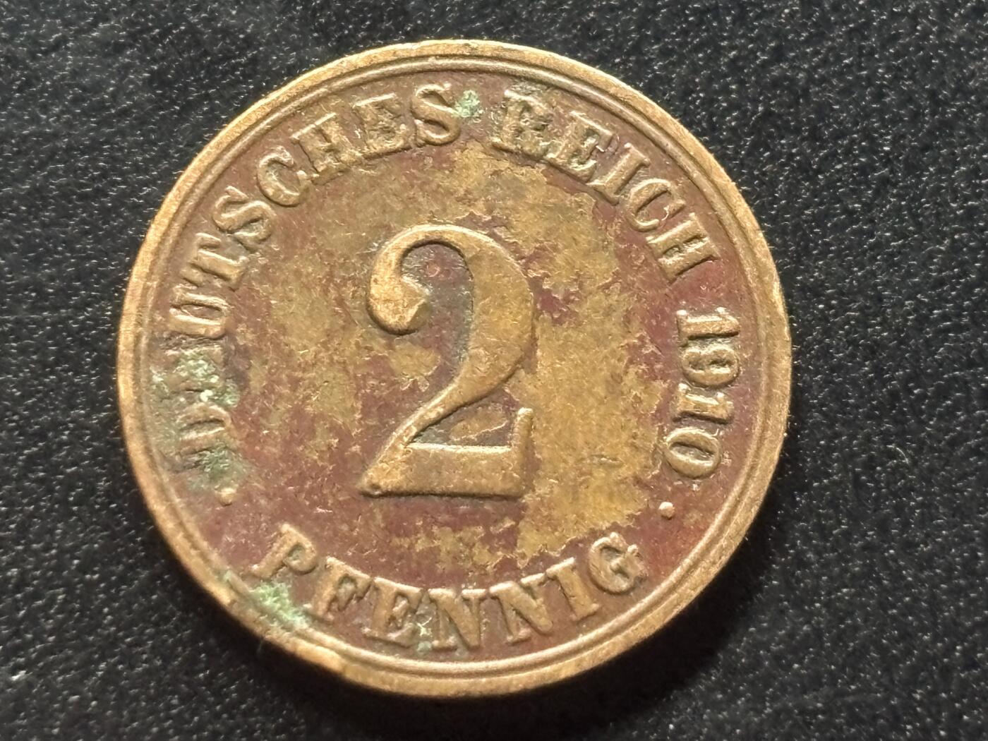 邮泉阁限时拍卖第三十五场 德国硬币专场（硬币在国外。请付邮费6元。） 德意志帝国1910年2芬尼A版