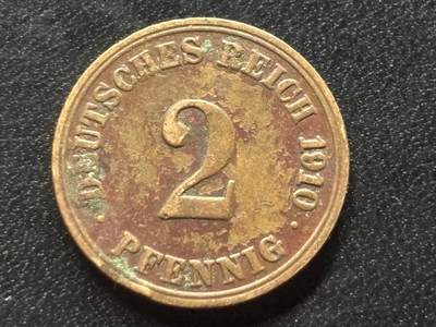 邮泉阁限时拍卖第三十五场 德国硬币专场（硬币在国外。请付邮费6元。） - 德意志帝国1910年2芬尼A版