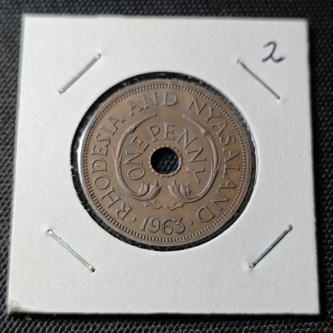 KK钱币收藏小铺  第368场  2月预留时间 周末发货  1963罗得西亚1便士铜币 