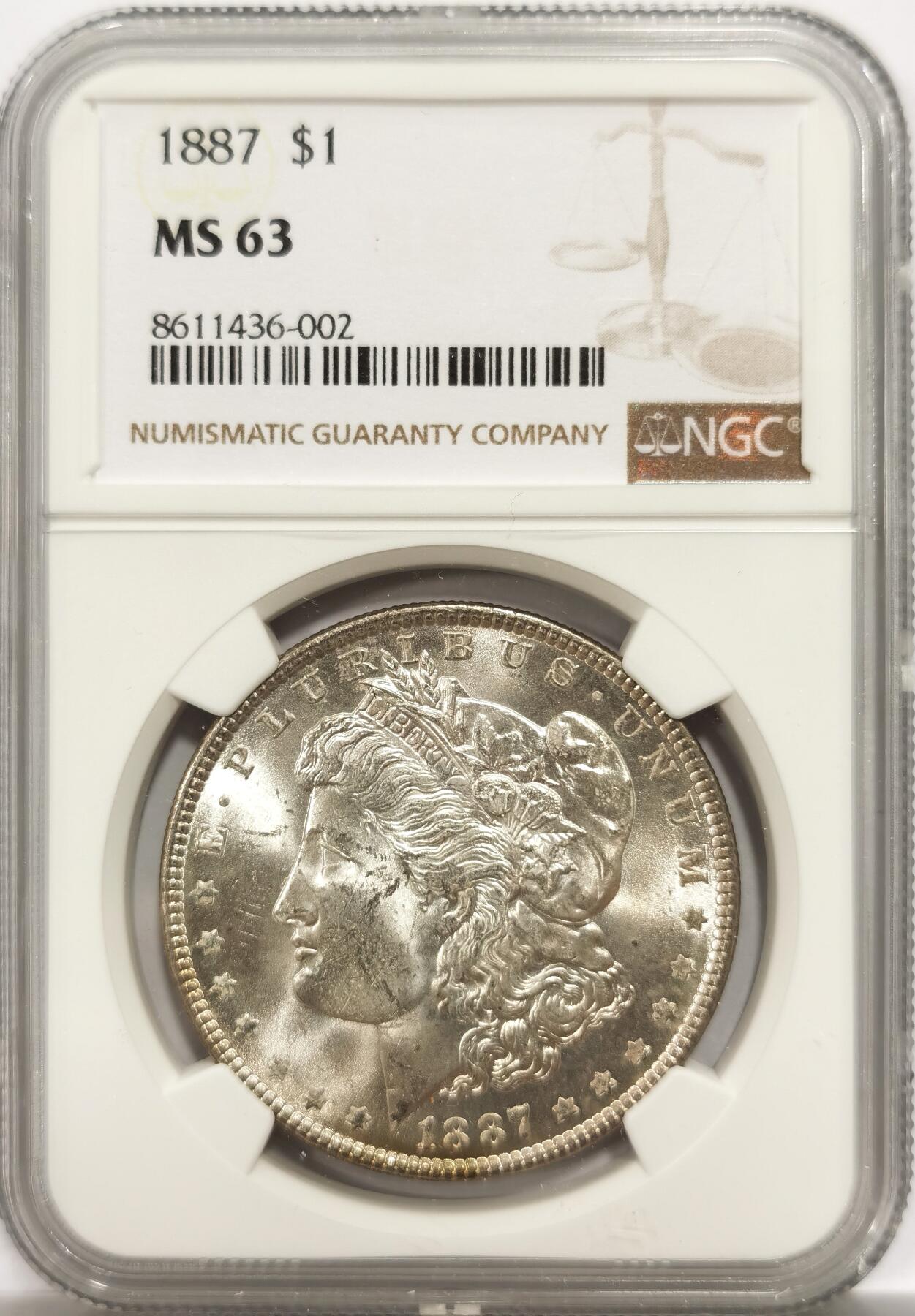 博洋堂世界钱币拍卖第146期（全场包邮） NGC MS63 美国1887年摩根1美圆