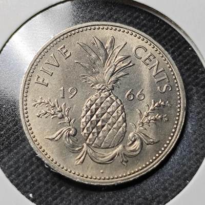 KK钱币收藏小铺  第368场  2月预留时间 周末发货 -  1955巴哈马5分 好品