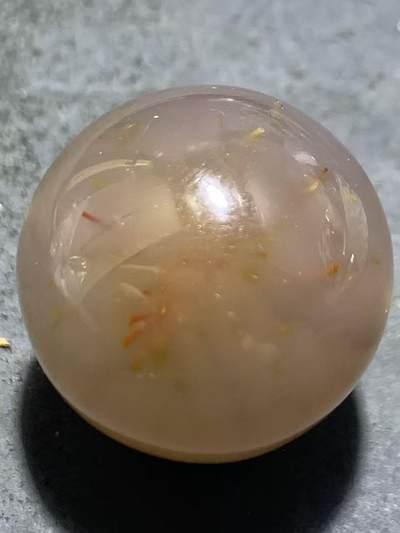 精美冻料草花纹高玉化战国红玛瑙圆珠一颗 - 精美冻料草花纹高玉化战国红玛瑙圆珠一颗