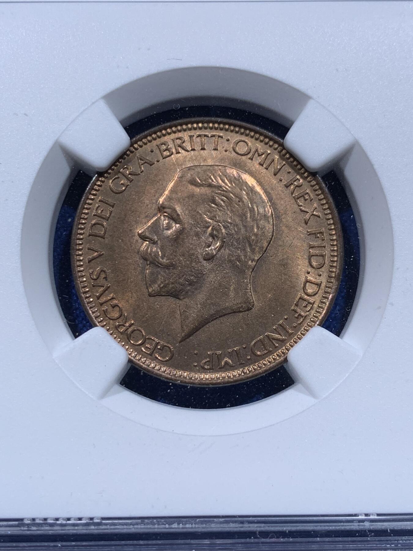 《竞宝斋》第437场 周日，周一2场连拍 （全场包邮） NGC MS64RB 英国 乔治五世 1931年 1/2便士铜币 第三版头像 相较前两版对于细节的营造更为清晰，整体更加工整。英系大藏家Cope旧藏，光泽丝滑正背仅少许划痕，姿态良美。