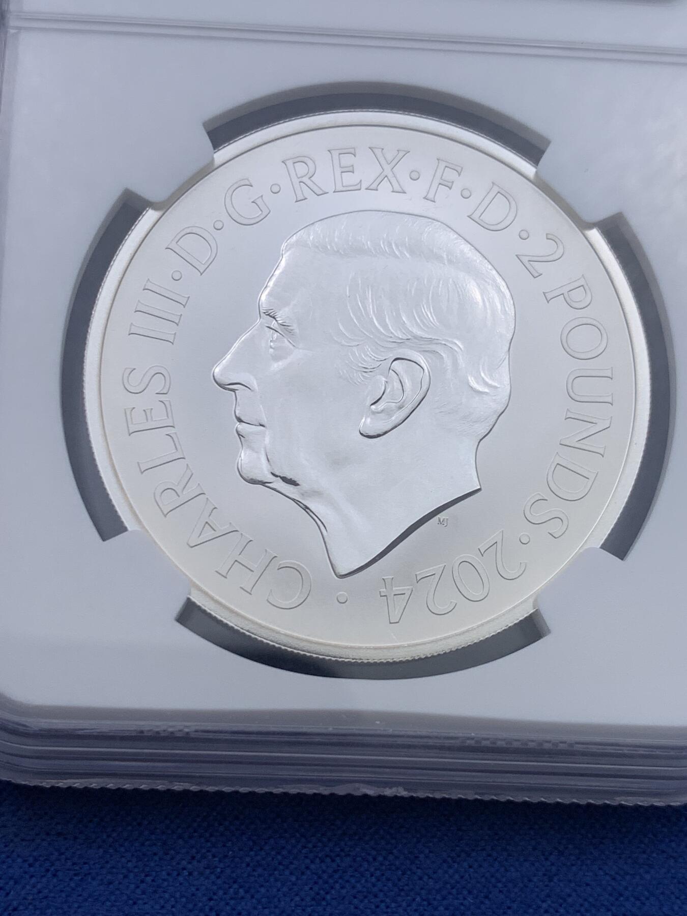 《竞宝斋》第437场 周日，周一2场连拍 （全场包邮） NGC REVERSE PF69 英国2024年不列颠女神2镑1盎司反向精制银币 极少见品种