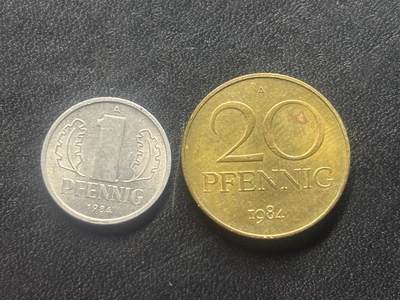 邮泉阁限时拍卖第三十五场 德国硬币专场（硬币在国外。请付邮费6元。） - 东德（德意志民主共和国）1984年2枚