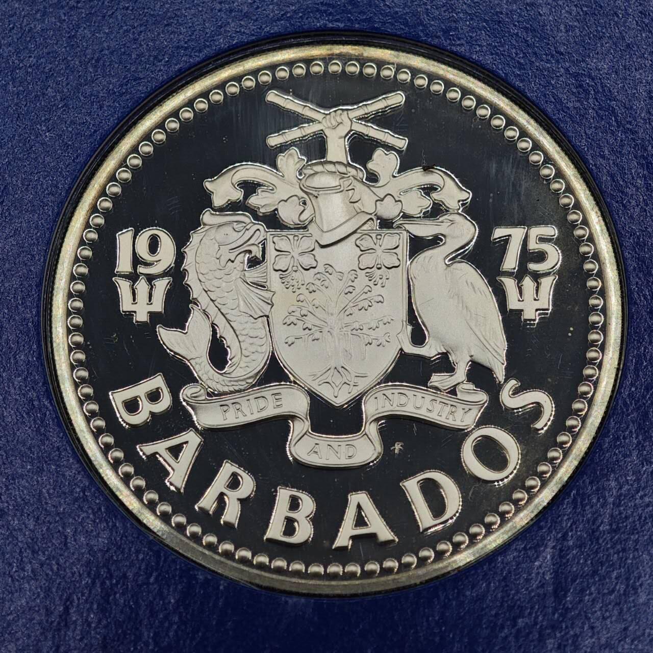 【淘币小摊】实时拍第七百九十五拍   银币套币场   满百包邮可预留二周 每周一统一发货   巴巴多斯1975年10元海神精制银币 重37.9克925银 纯银价386