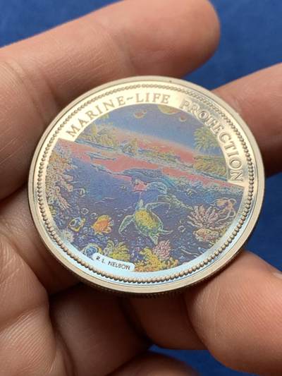 《竞宝斋》第437场 周日，周一2场连拍 （全场包邮） 帕劳1993年彩色纪念币，37mm