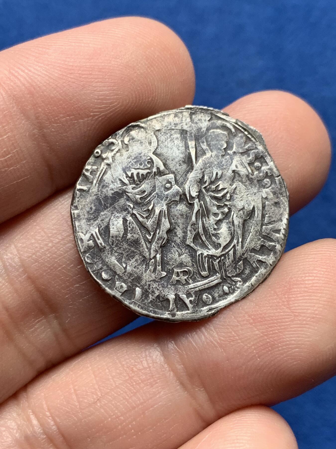 《竞宝斋》第437场 周日，周一2场连拍 （全场包邮） 教皇国1458-1464 年庇护二世1格罗申银币  2.75克 手工打制币