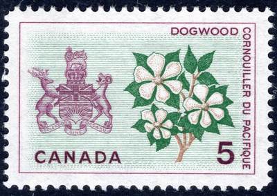 洪涛臻品批发群 精选邮票限时拍卖第1164期  - 加拿大1966年 山茱萸与英属哥伦比亚省徽章 新票, 精美雕刻版, 原胶完美润亮 相当难得的品相, 漂亮
