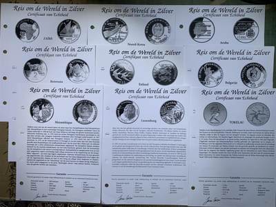 《竞宝斋》第437场 周日，周一2场连拍 （全场包邮） 18张一组 各国银币证书（荷兰语）