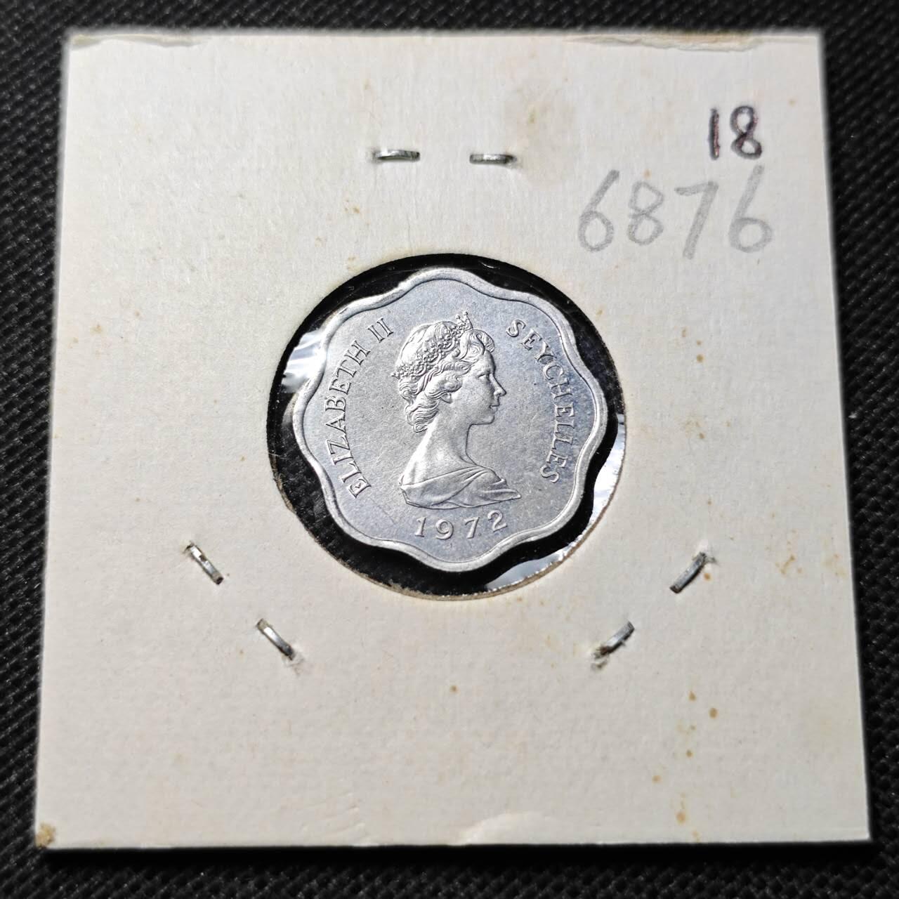 KK钱币收藏小铺  第368场  2月预留时间 周末发货  1972塞舌尔2分纪念币