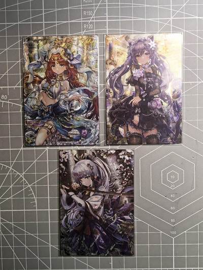 无佣金 不寄存 不收拍 链接少 我只是一个小小的卡牌收藏玩家  满150包邮非偏远  需要多宫大佬请私聊 部分卡牌设有底价（不想玩的那么累，即使有底价也会比市场价便宜的多，懂的自然懂） 拒绝小号抬价 大家放心拍 所有拍品部分套有卡膜 部分卡牌多宫 自制卡牌 不包厂瑕 放大镜 品控 勿拍 流拍商品会循环 感谢大家支持 留个关注 不定时上新 谢谢 - 藏无缺卡牌 T画师粗闪 3张