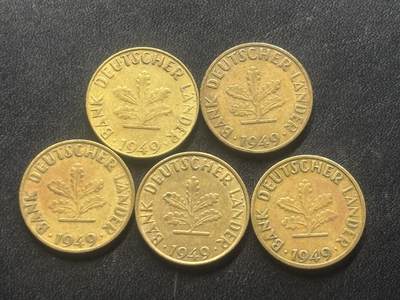 邮泉阁限时拍卖第三十五场 德国硬币专场（硬币在国外。请付邮费6元。） 西德（联邦德国）1949年10芬尼全厂别