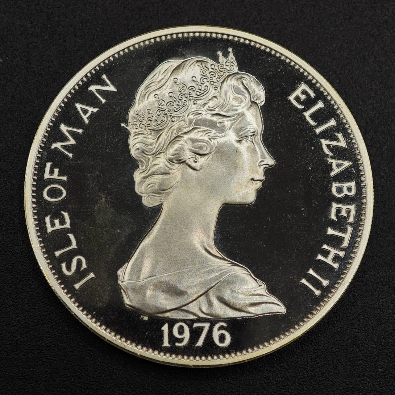 【淘币小摊】实时拍第七百九十五拍   银币套币场   满百包邮可预留二周 每周一统一发货   马恩岛1976年有轨马车1克朗精制银币 重28.28克925银 银价288