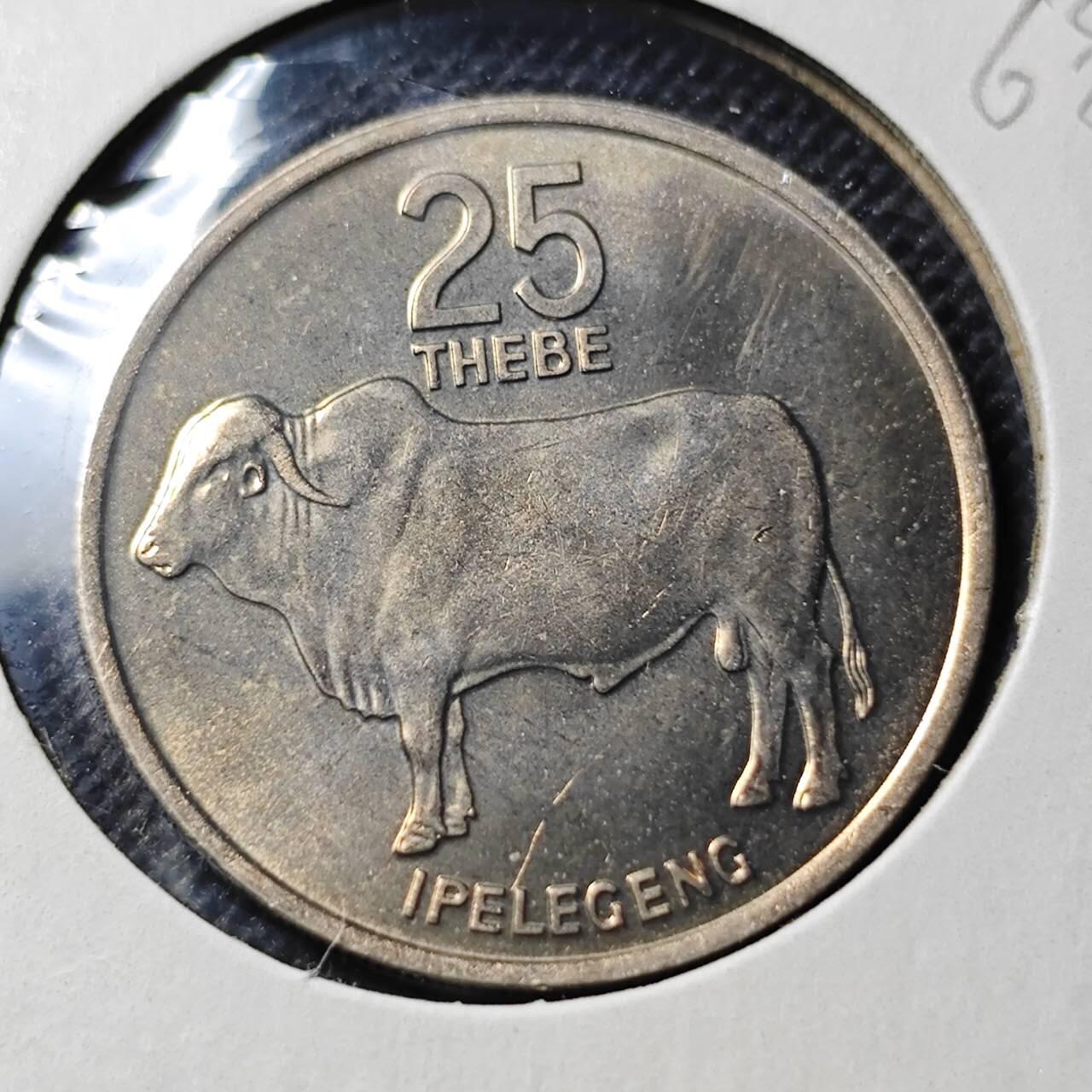 KK钱币收藏小铺  第368场  2月预留时间 周末发货  1976博茨瓦纳25分 好品