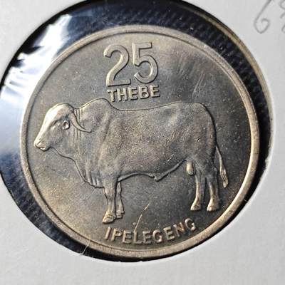 KK钱币收藏小铺  第368场  2月预留时间 周末发货 -  1976博茨瓦纳25分 好品