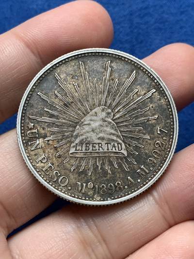 《竞宝斋》第437场 周日，周一2场连拍 （全场包邮） - 墨西哥1898年MO AM版直边鹰洋，图案齿边清晰，原味深彩。