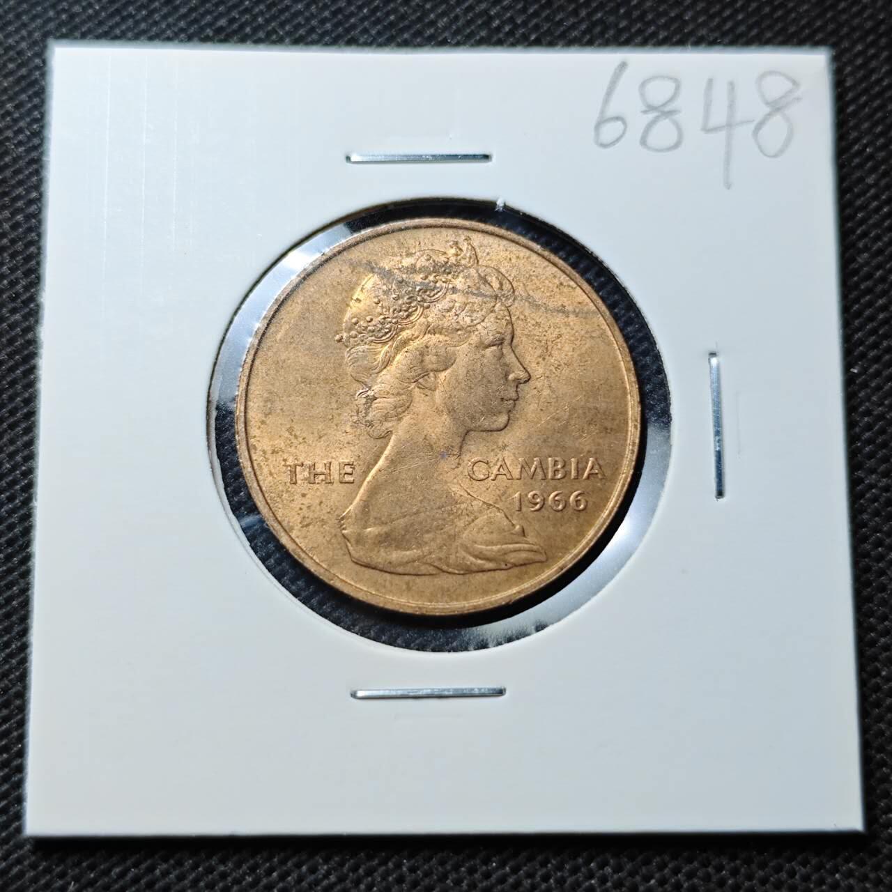 KK钱币收藏小铺  第368场  2月预留时间 周末发货  1966英属冈比亚1便士铜币 好品