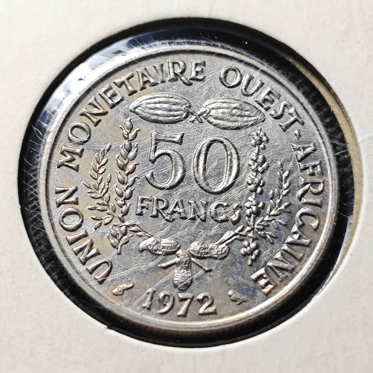 KK钱币收藏小铺  第368场  2月预留时间 周末发货  1972中非50法郎 好品