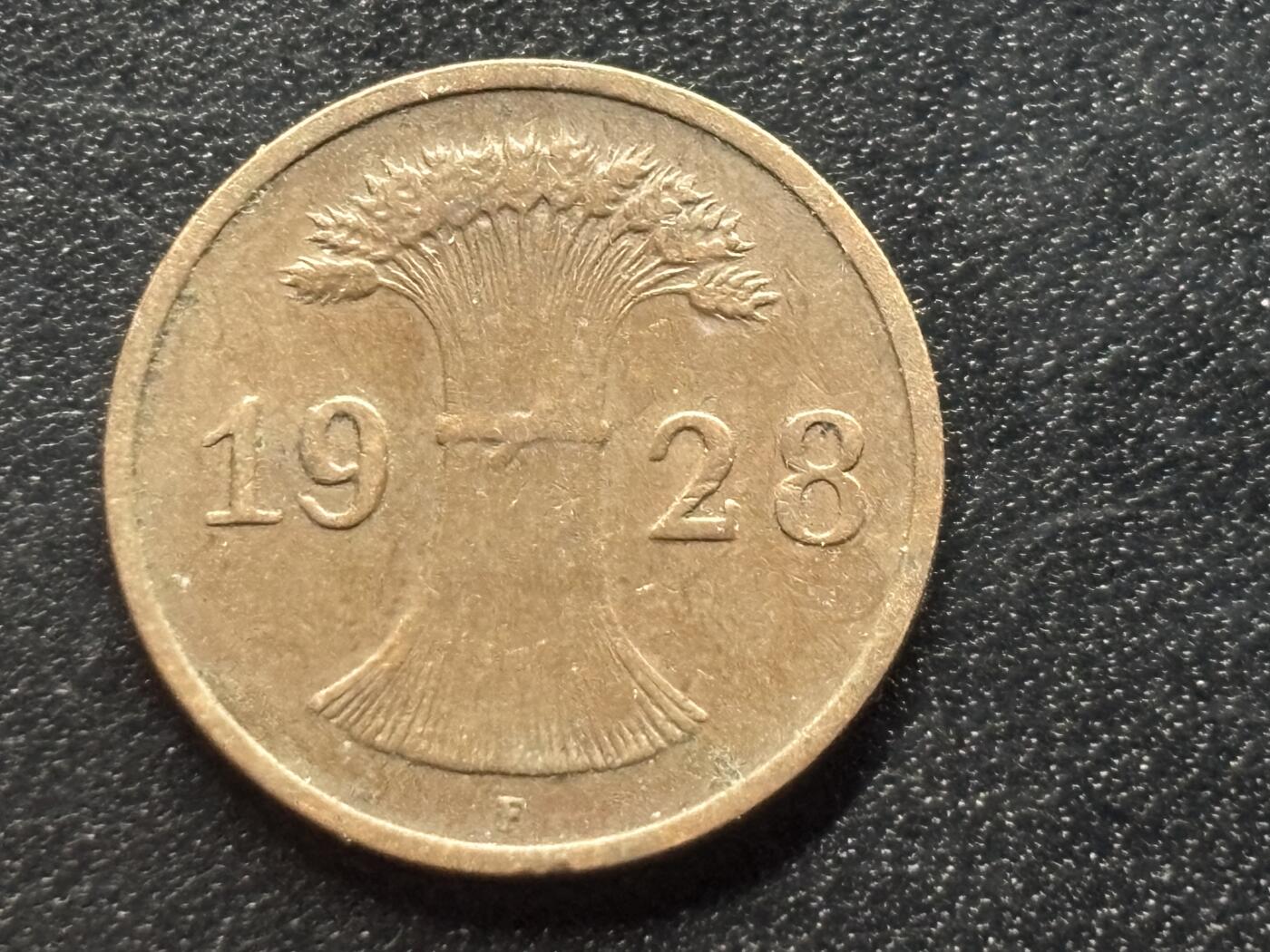 邮泉阁限时拍卖第三十五场 德国硬币专场（硬币在国外。请付邮费6元。） 德国魏玛共和国帝国马克1928年1芬尼F版