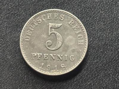 邮泉阁限时拍卖第三十五场 德国硬币专场（硬币在国外。请付邮费6元。） 德意志帝国1918年5芬尼A版