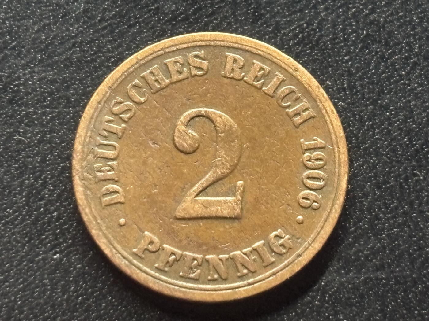 邮泉阁限时拍卖第三十五场 德国硬币专场（硬币在国外。请付邮费6元。） 德意志帝国1906年2芬尼A版