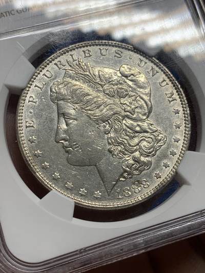 《竞宝斋》第437场 周日，周一2场连拍 （全场包邮） NGC AUD 1888年美国摩根银币 吉年摩根，1888年份处有方形特殊戳记，非常少见；