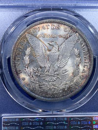 《竞宝斋》第437场 周日，周一2场连拍 （全场包邮） PCGS MS64 美国 1884年O版 摩根银元 五彩包浆