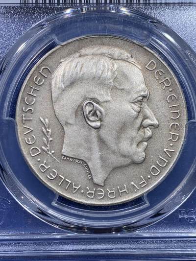 《竞宝斋》第437场 周日，周一2场连拍 （全场包邮） PCGS SP64 德国1938年跨过因斯布鲁克大桥吞并奥地利纪念银章 MATTE版本 热门品种