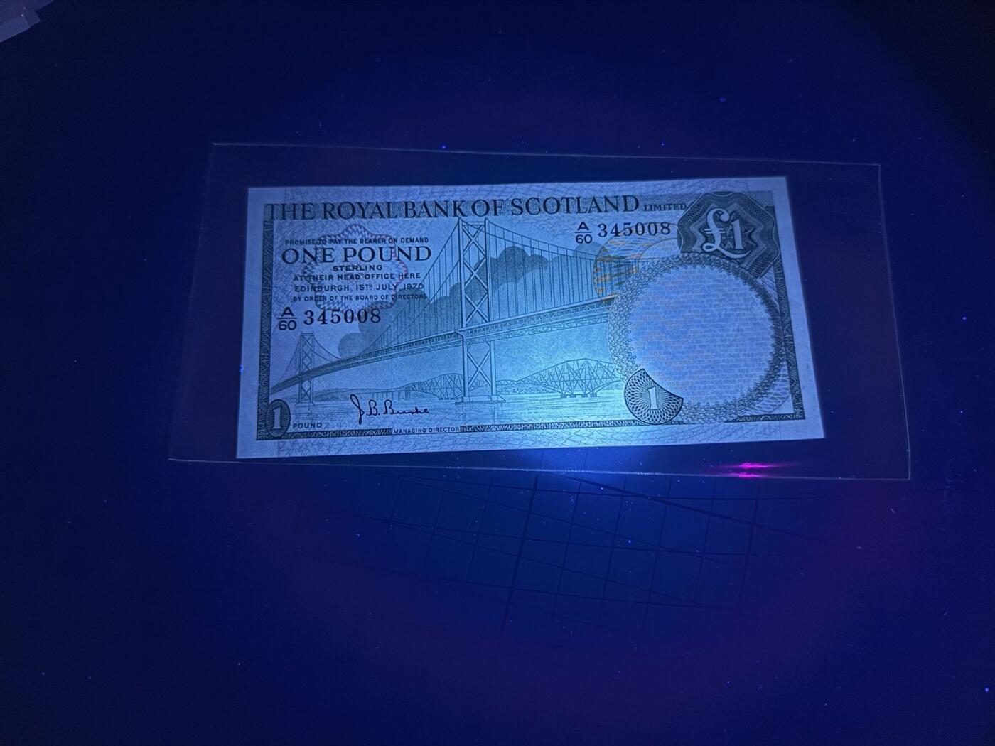 【炜奕收藏】，第五十期 1970年苏格兰皇家银行1镑，UNC品相，少见品种