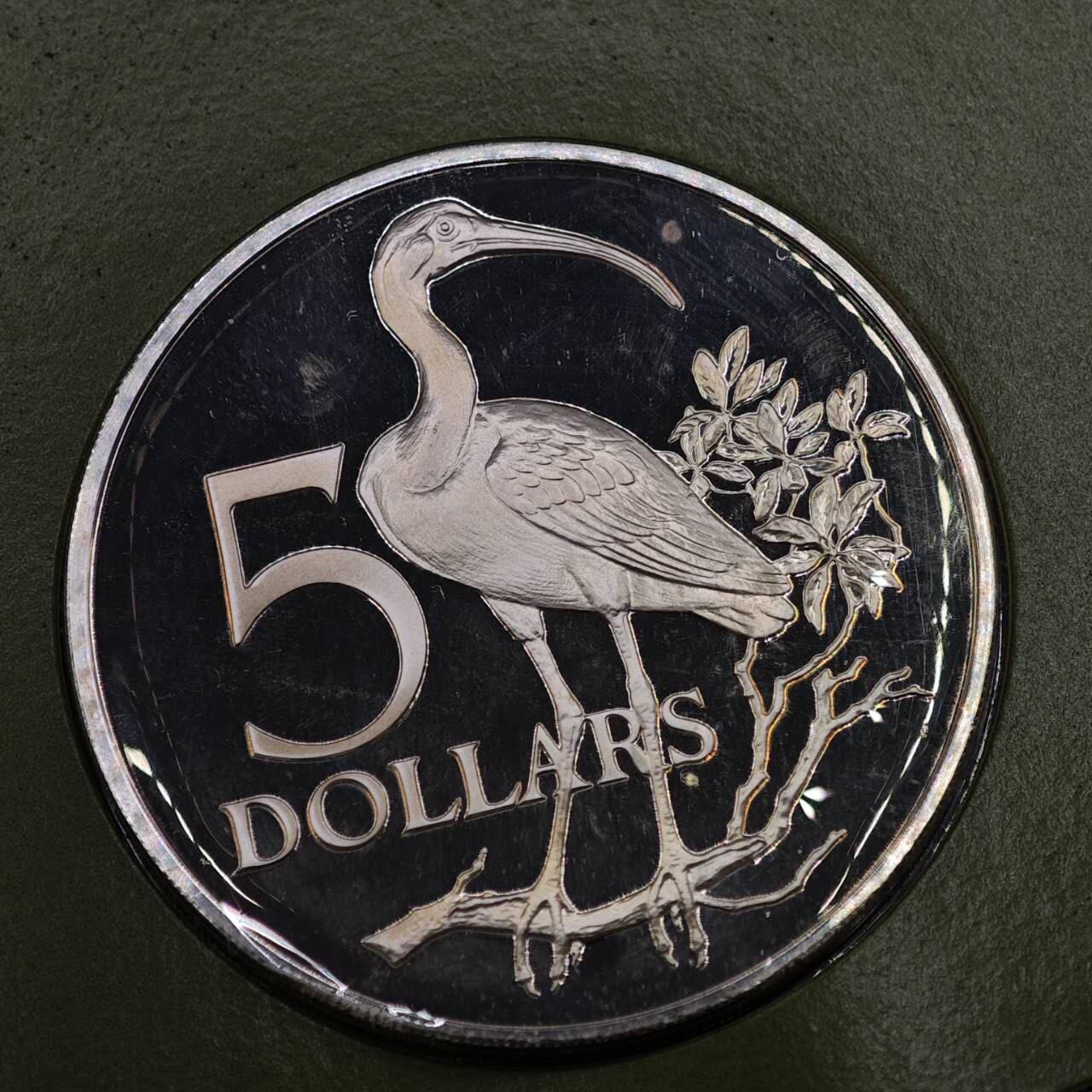 【淘币小摊】实时拍第七百九十五拍   银币套币场   满百包邮可预留二周 每周一统一发货   特立尼达和多巴哥1975年5元精制银币 重29.7克925银 纯银价302