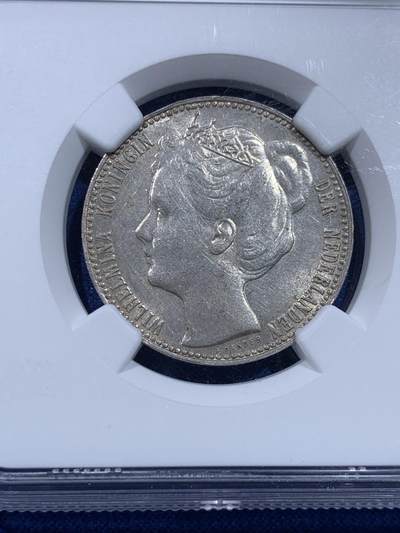 《竞宝斋》第437场 周日，周一2场连拍 （全场包邮） NGC UNC 荷兰1907年威廉明娜女王1盾银币
