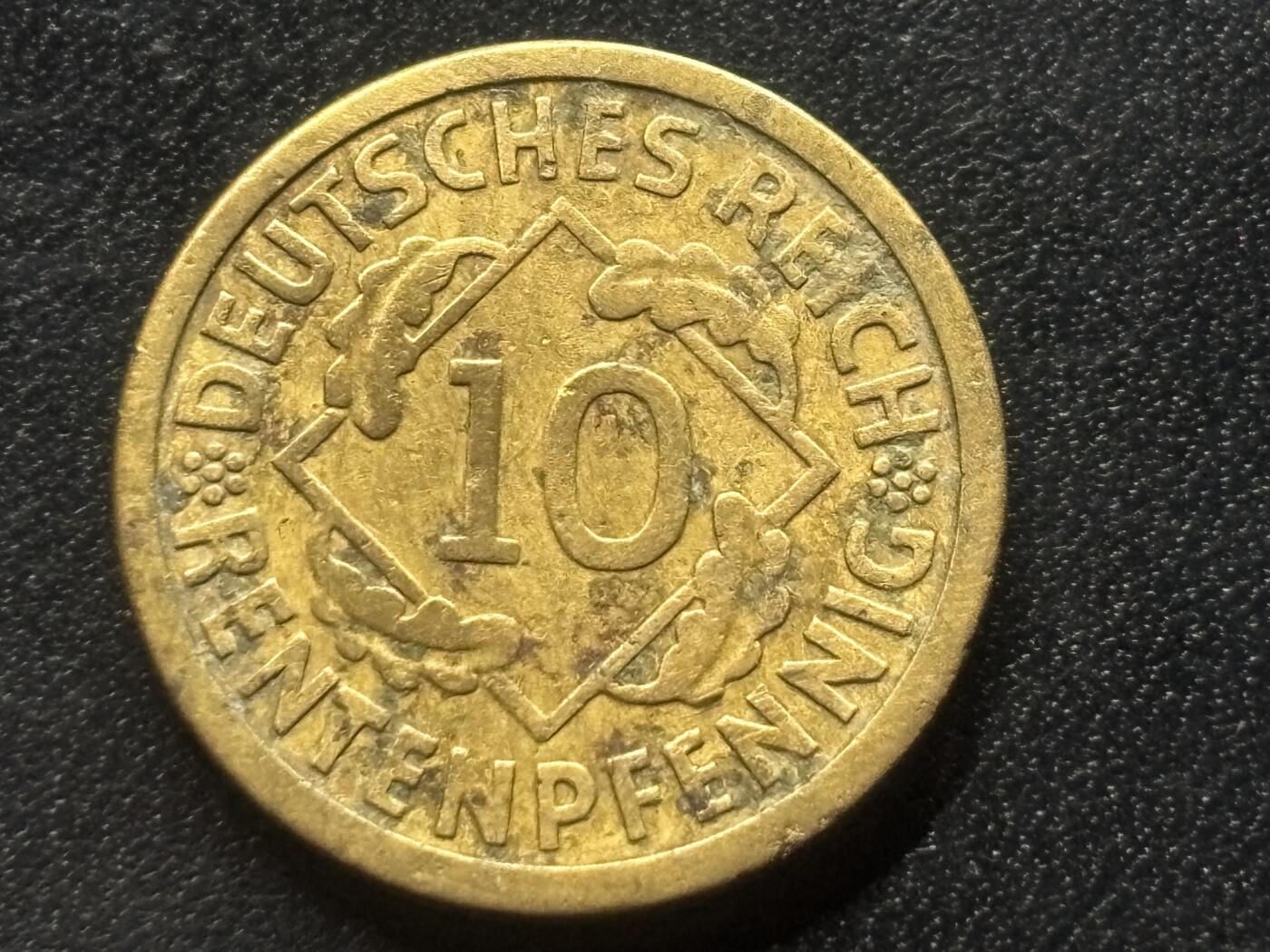 邮泉阁限时拍卖第三十五场 德国硬币专场（硬币在国外。请付邮费6元。） 德国魏玛共和国地租马克1924元10芬尼J版