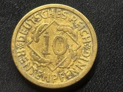 邮泉阁限时拍卖第三十五场 德国硬币专场（硬币在国外。请付邮费6元。） 德国魏玛共和国地租马克1924元10芬尼J版