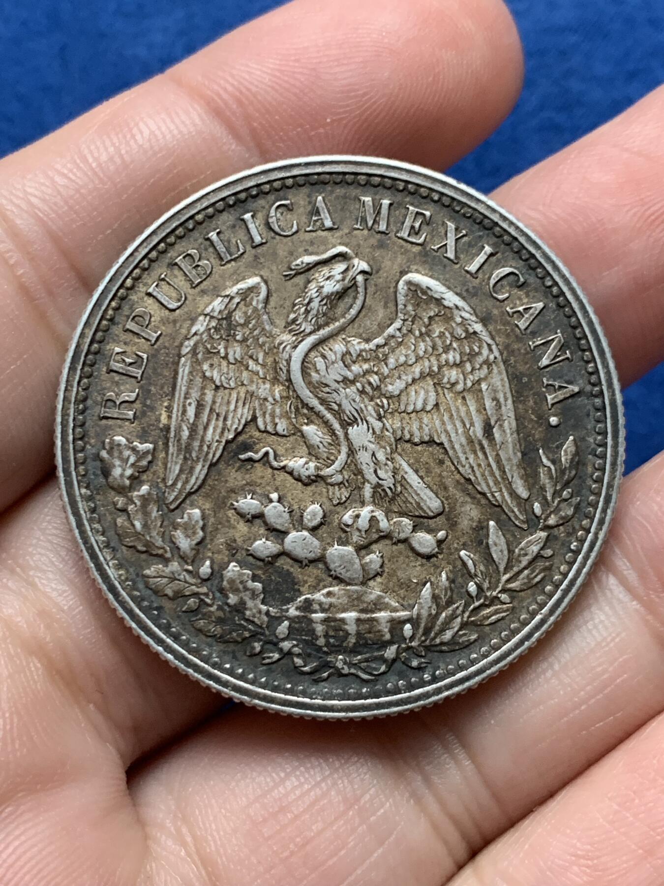 《竞宝斋》第437场 周日，周一2场连拍 （全场包邮） 墨西哥1898年MO AM版直边鹰洋，图案齿边清晰，原味深彩。