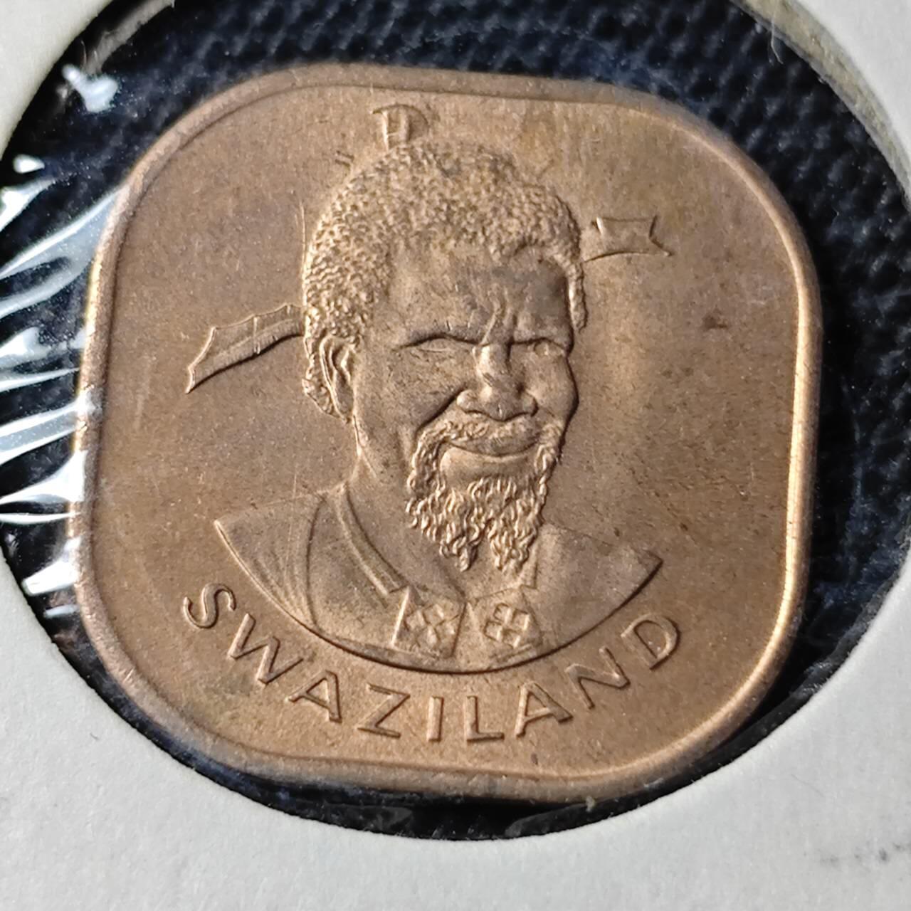 KK钱币收藏小铺  第368场  2月预留时间 周末发货  1975斯威士兰2分 铜币 好品