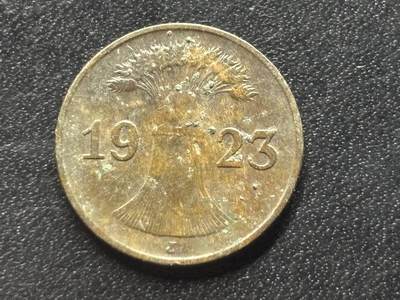 邮泉阁限时拍卖第三十五场 德国硬币专场（硬币在国外。请付邮费6元。） - 德国魏玛共和国地租马克1923元1芬尼J版