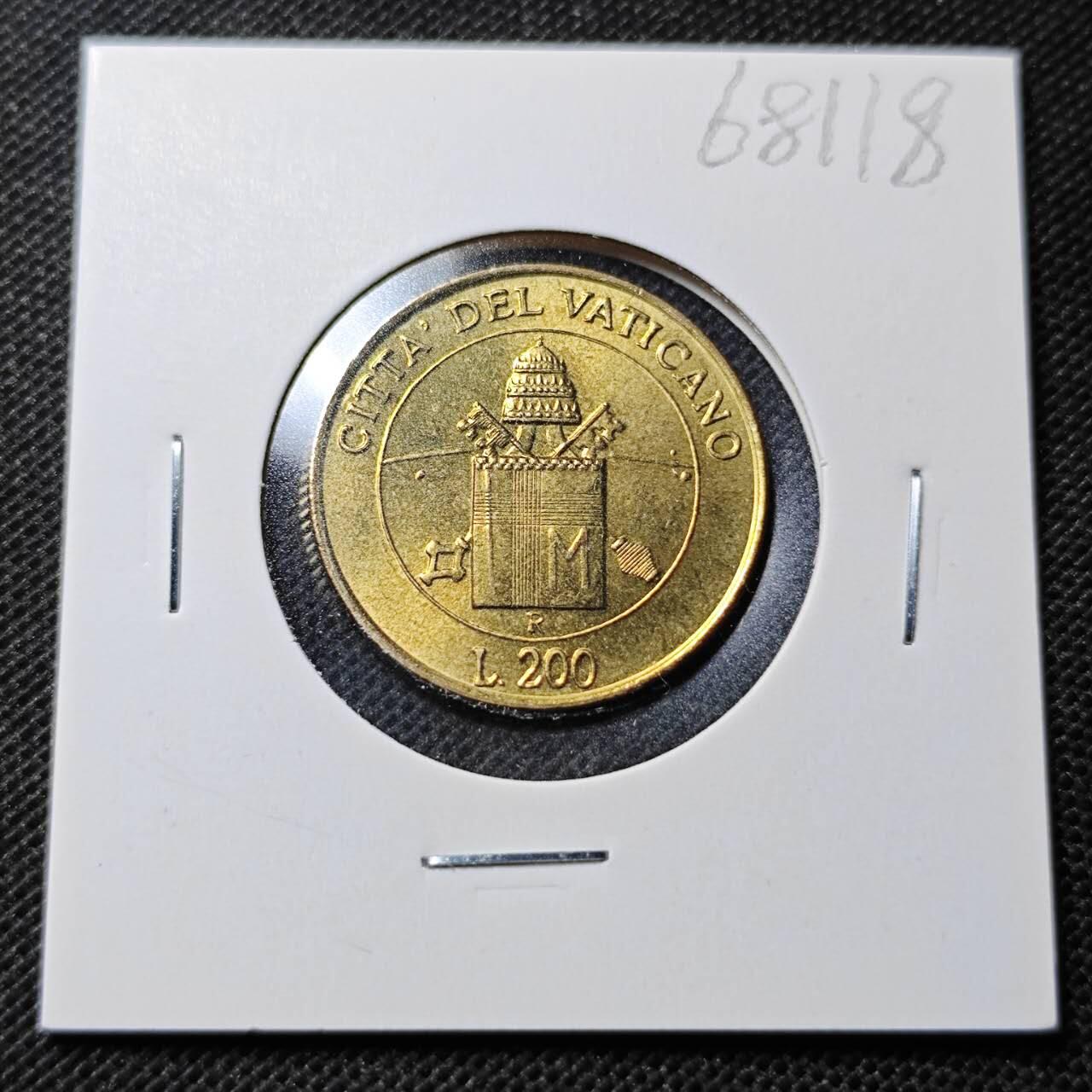 KK钱币收藏小铺  第368场  2月预留时间 周末发货  梵蒂冈200里拉 好品
