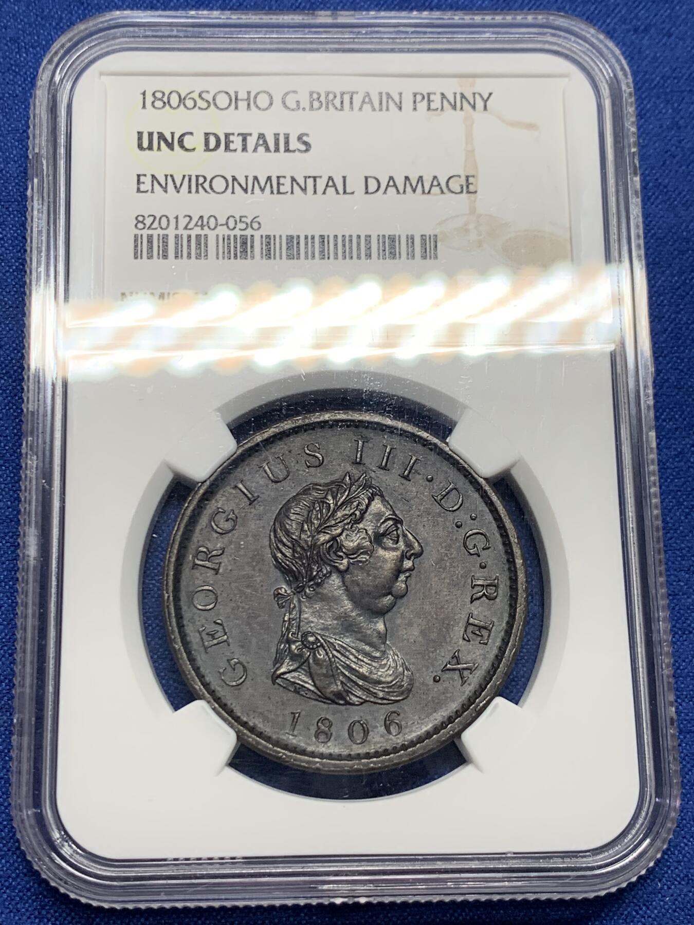 《竞宝斋》第437场 周日，周一2场连拍 （全场包邮） NGC UNCD 英国 1806年 乔治三世 1便士铜币 SOHO厂经典出品