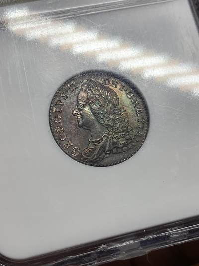 《竞宝斋》第437场 周日，周一2场连拍 （全场包邮） NGC MS63 英国 1758年 乔治二世末年六便士银币 双面原味深彩包浆 镜面感十足 没有黑麻子 全深打 值得关注