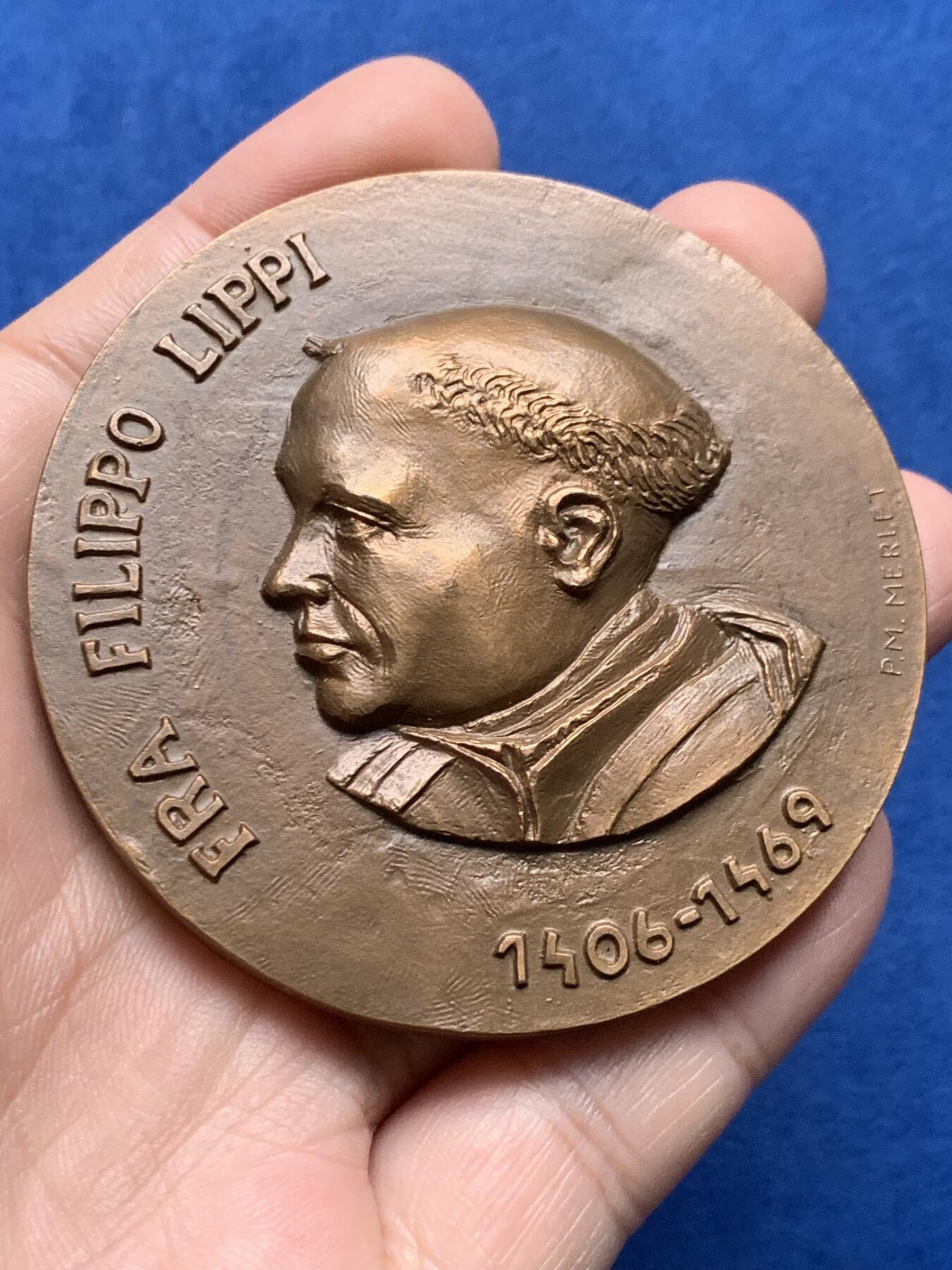 《竞宝斋》第437场 周日，周一2场连拍 （全场包邮） 法国1967年纪念弗拉·菲利普·利比超大铜章 直径67.5毫米 重量184.3克 盒装 文艺复兴时期佛罗伦萨画派的重要人物