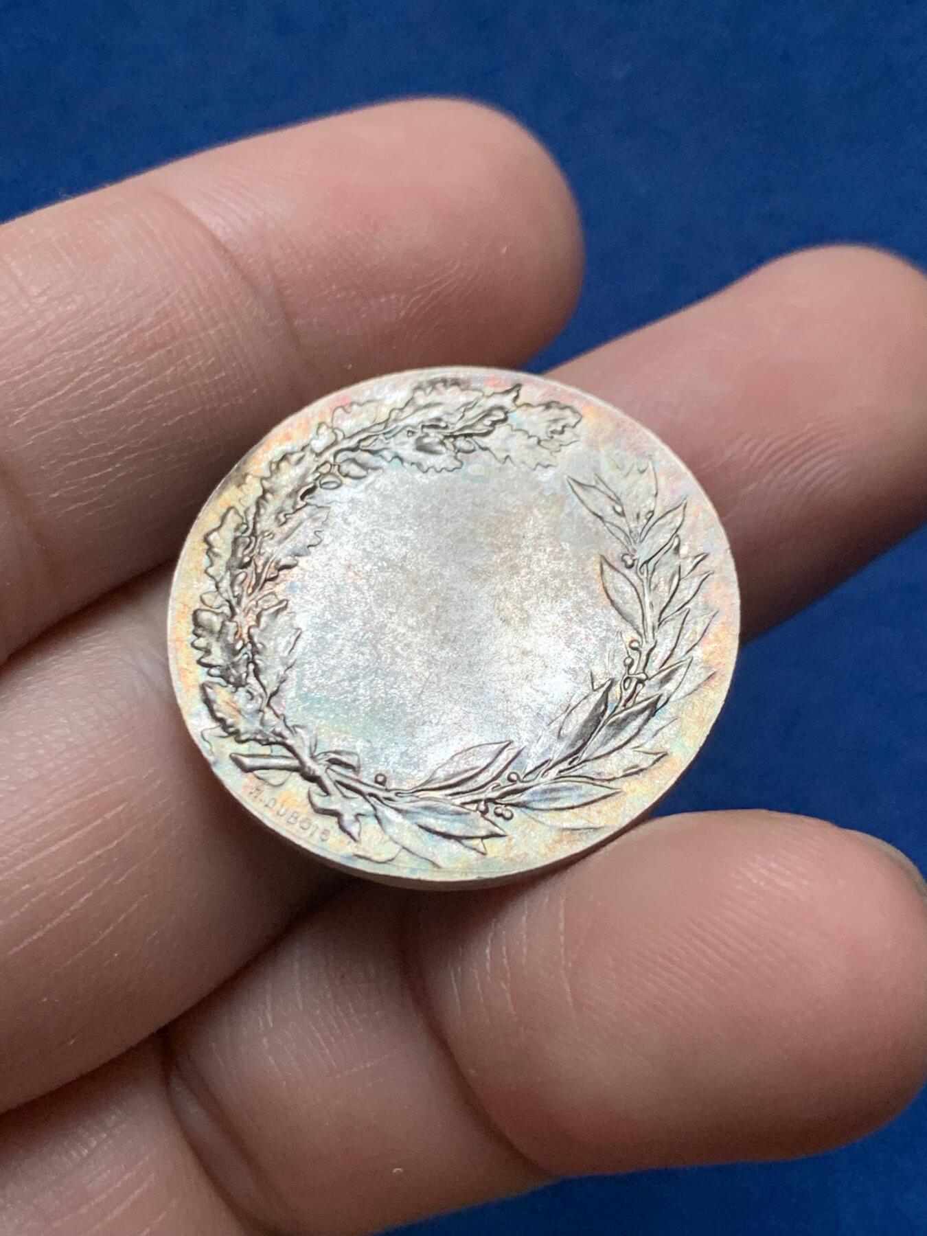 《竞宝斋》第437场 周日，周一2场连拍 （全场包邮） 法国海事保险镀银铜章 9.15克 26.6mm